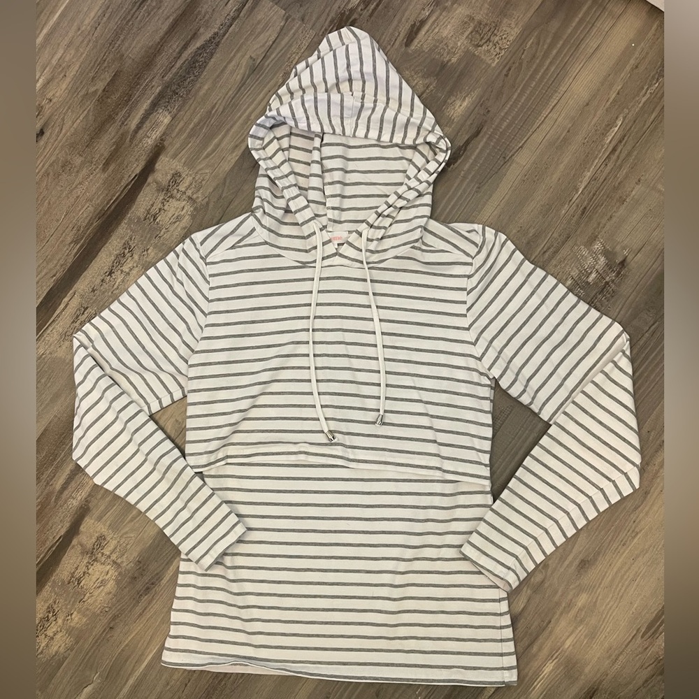 Bhome Striped Gray Nursing Hoodie